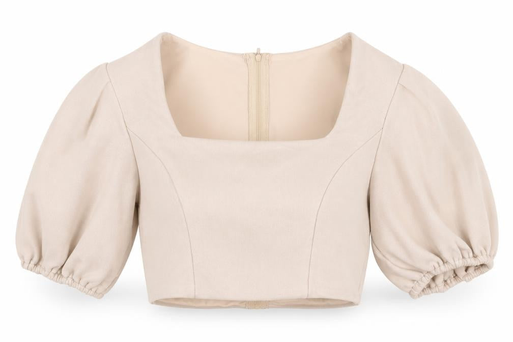 WANDERDOLL Women's Beige Cropped Top Size 10