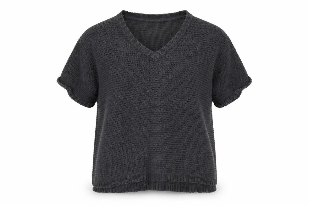 Fat Face Women's Black V-Neck Knit Pullover M