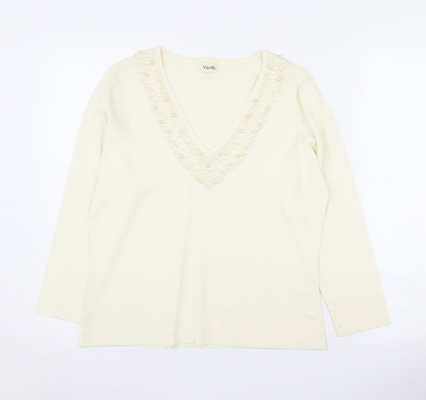 Viyella Women's Ivory Knit Pullover Jumper Size L