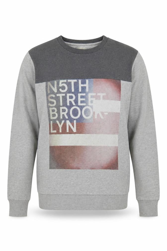 Jack & Jones Grey Graphic Men's XL Pullover Sweatshirt