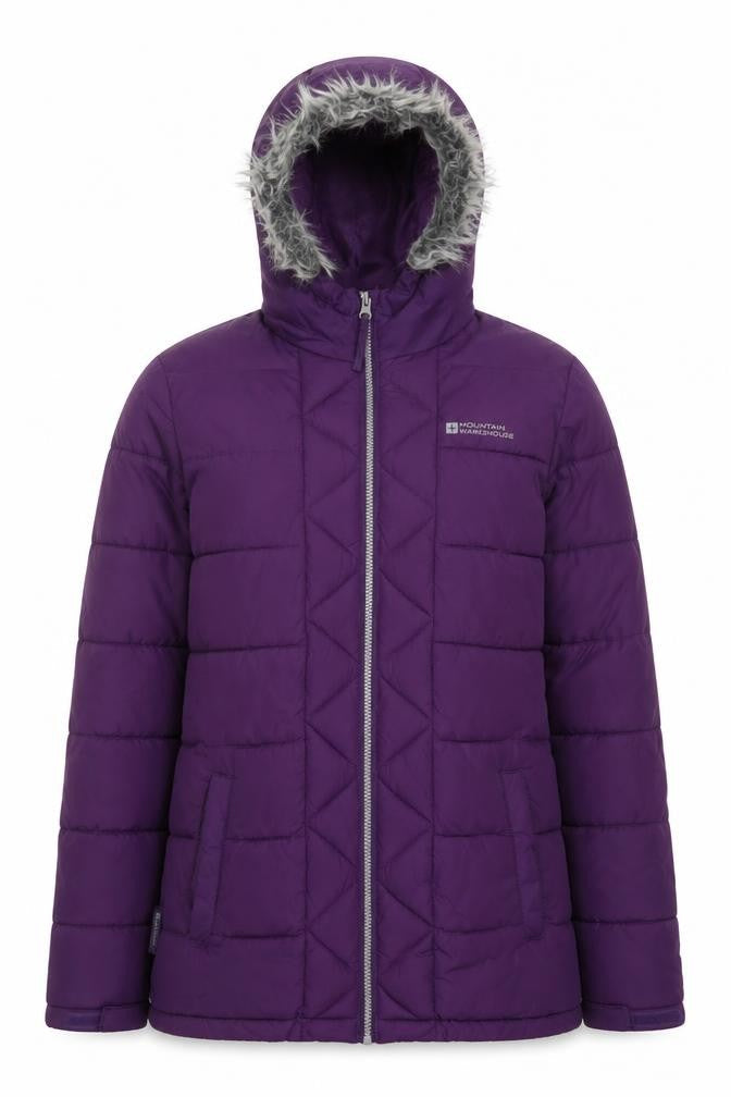 Mountain Warehouse Girls Purple Puffer Jacket 11-12Y Hooded