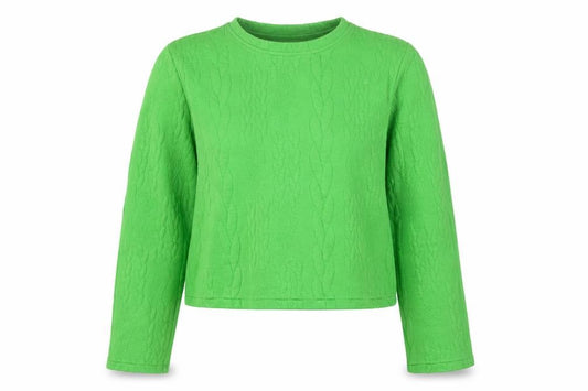 Zara Women's Green Sweatshirt - Small, Crew Neck, Casual