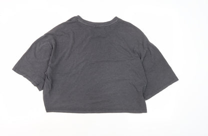 Women's Grey Cotton Relaxed Fit T-Shirt, Size M