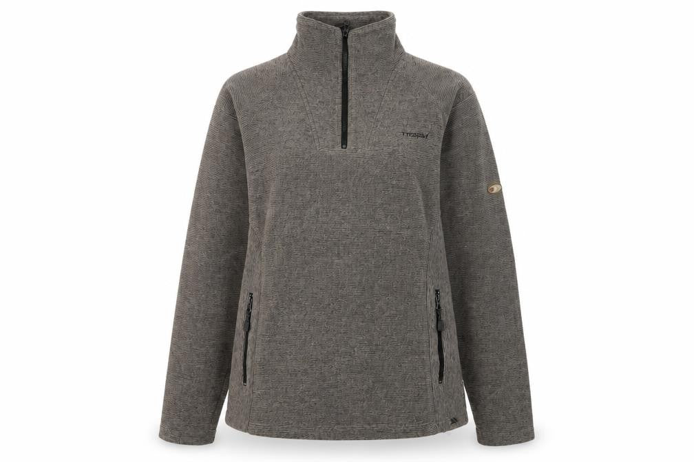 Trespass Grey Henley Sweatshirt Unisex L 1/4 Zip