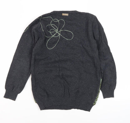 Back view of BANIM girls’ black pullover sweatshirt 8 years with embroidery