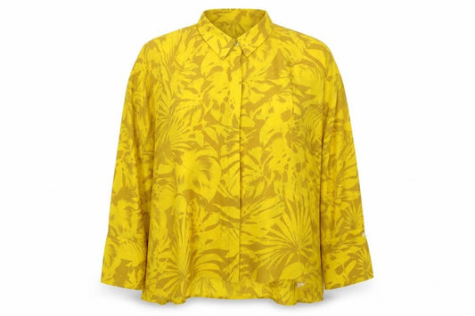Topshop Women's Yellow Floral Blouse, Size 18, Long Sleeve