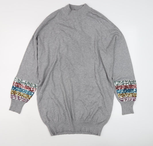 M&Co Women's Grey Sequin Pullover Jumper, Size 14