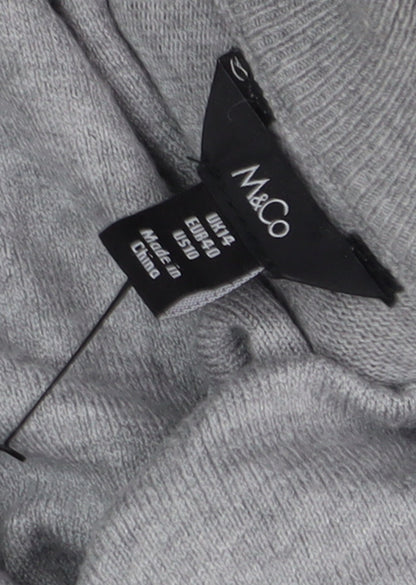 M&Co Women's Grey Sequin Pullover Jumper, Size 14