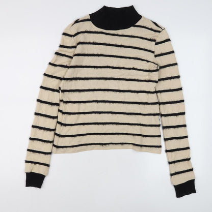 Zara Women's Beige Striped Pullover Jumper - Size 2