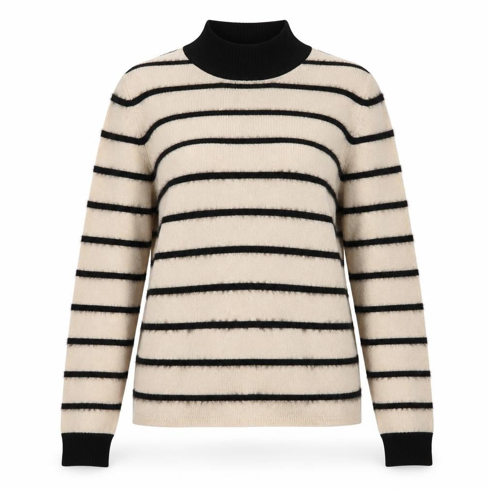 Zara Women's Beige Striped Pullover Jumper - Size 2