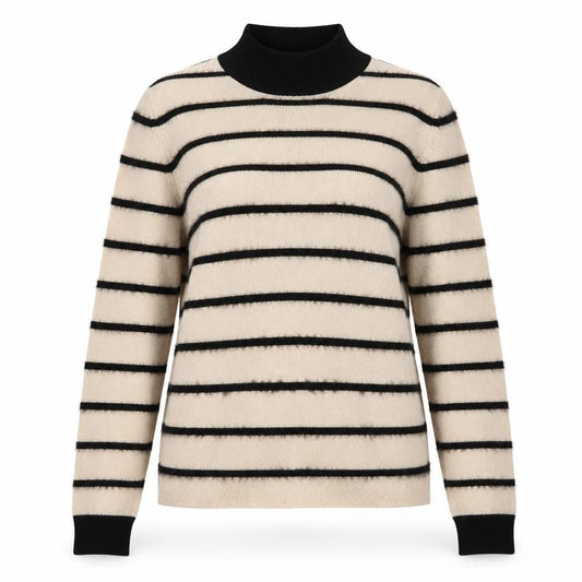 Zara Women's Beige Striped Pullover Jumper - Size 2