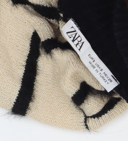 Zara Women's Beige Striped Pullover Jumper - Size 2