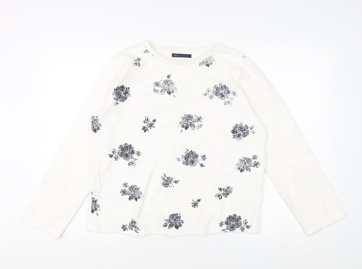Marks and Spencer Women's Ivory Floral Jumper Size 10
