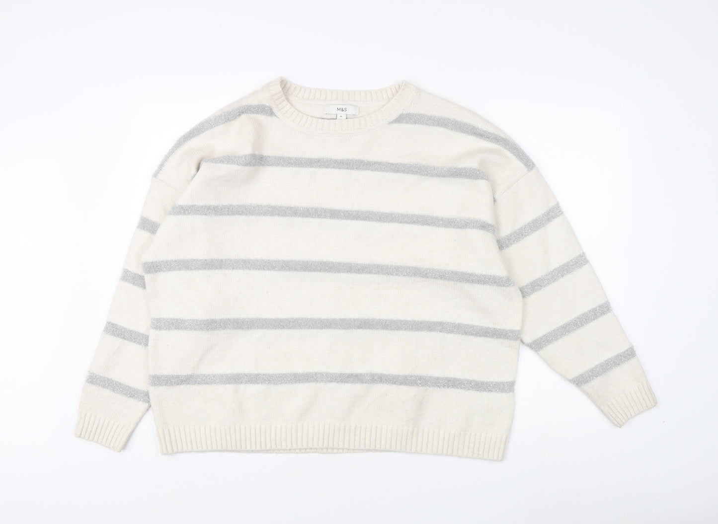 Marks and Spencer Women's XL Ivory Striped Pullover