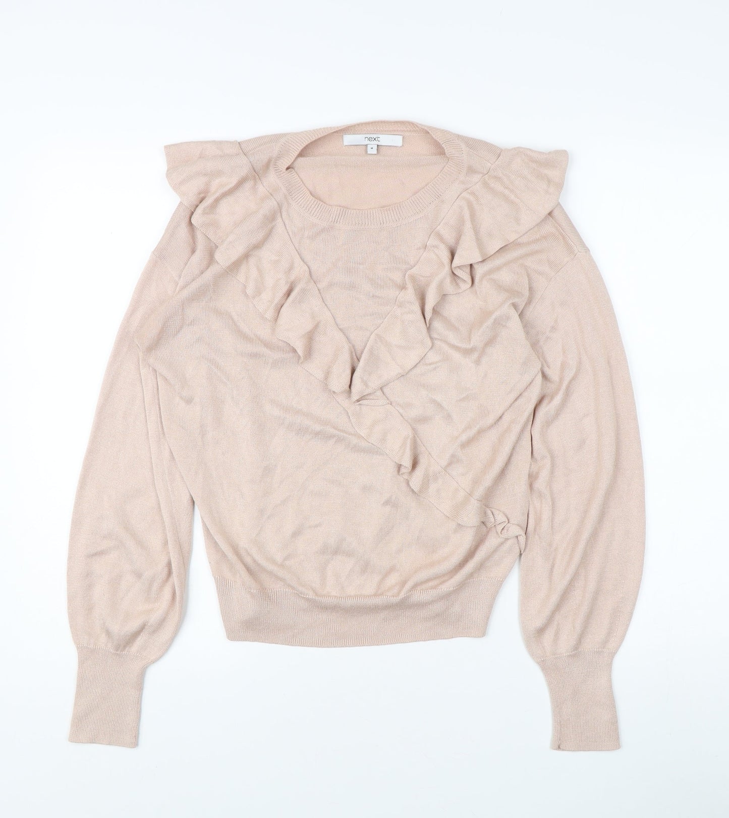 Next Women's Beige Ruffle Pullover Jumper M