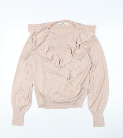 Next Women's Beige Ruffle Pullover Jumper M