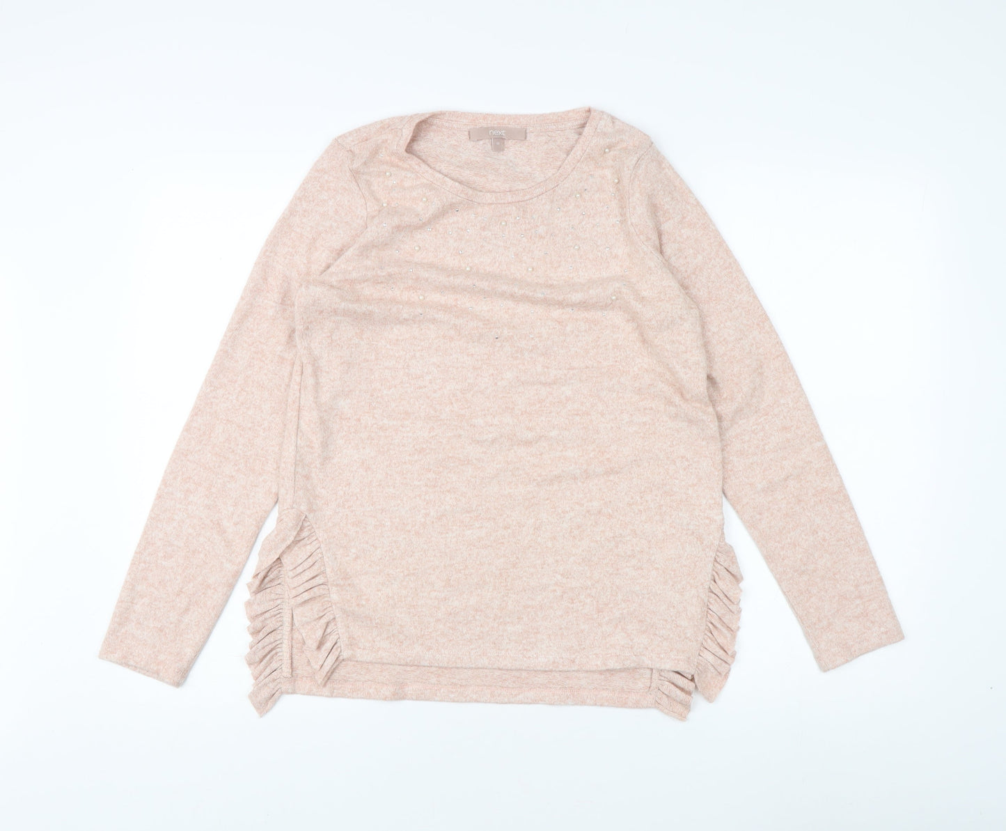 Next Women's Beige Pullover Jumper Size 10 with Ruffle