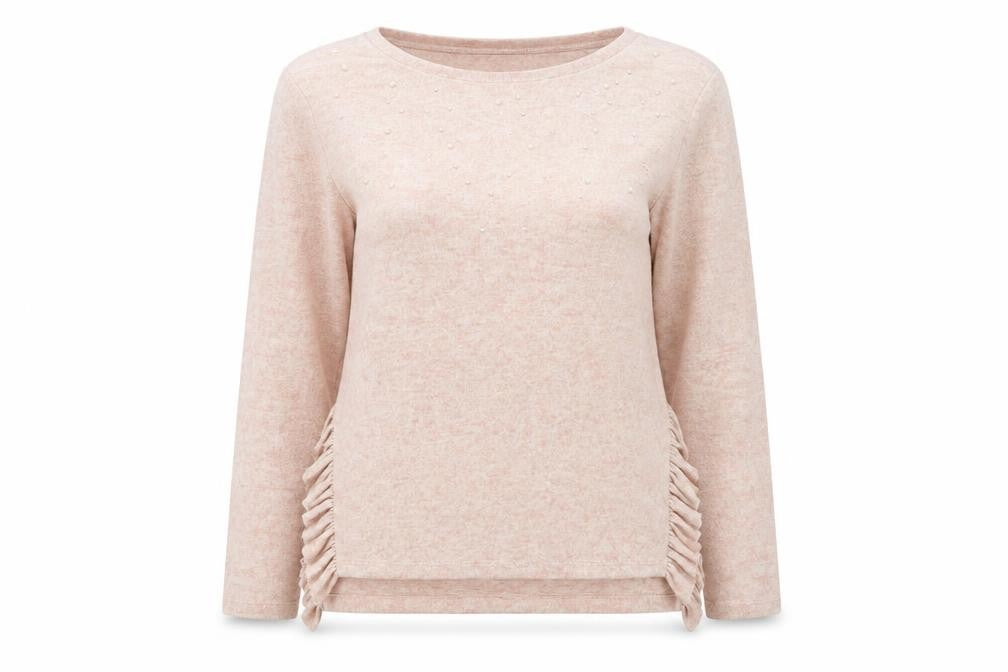 Next Women's Beige Pullover Jumper Size 10 with Ruffle