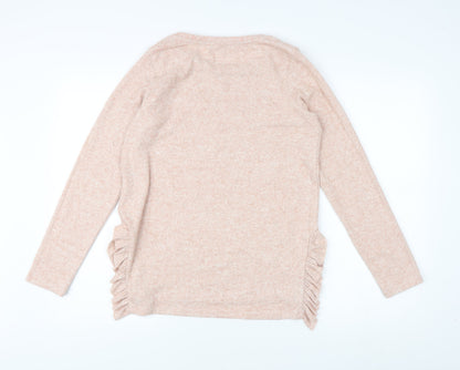 Next Women's Beige Pullover Jumper Size 10 with Ruffle