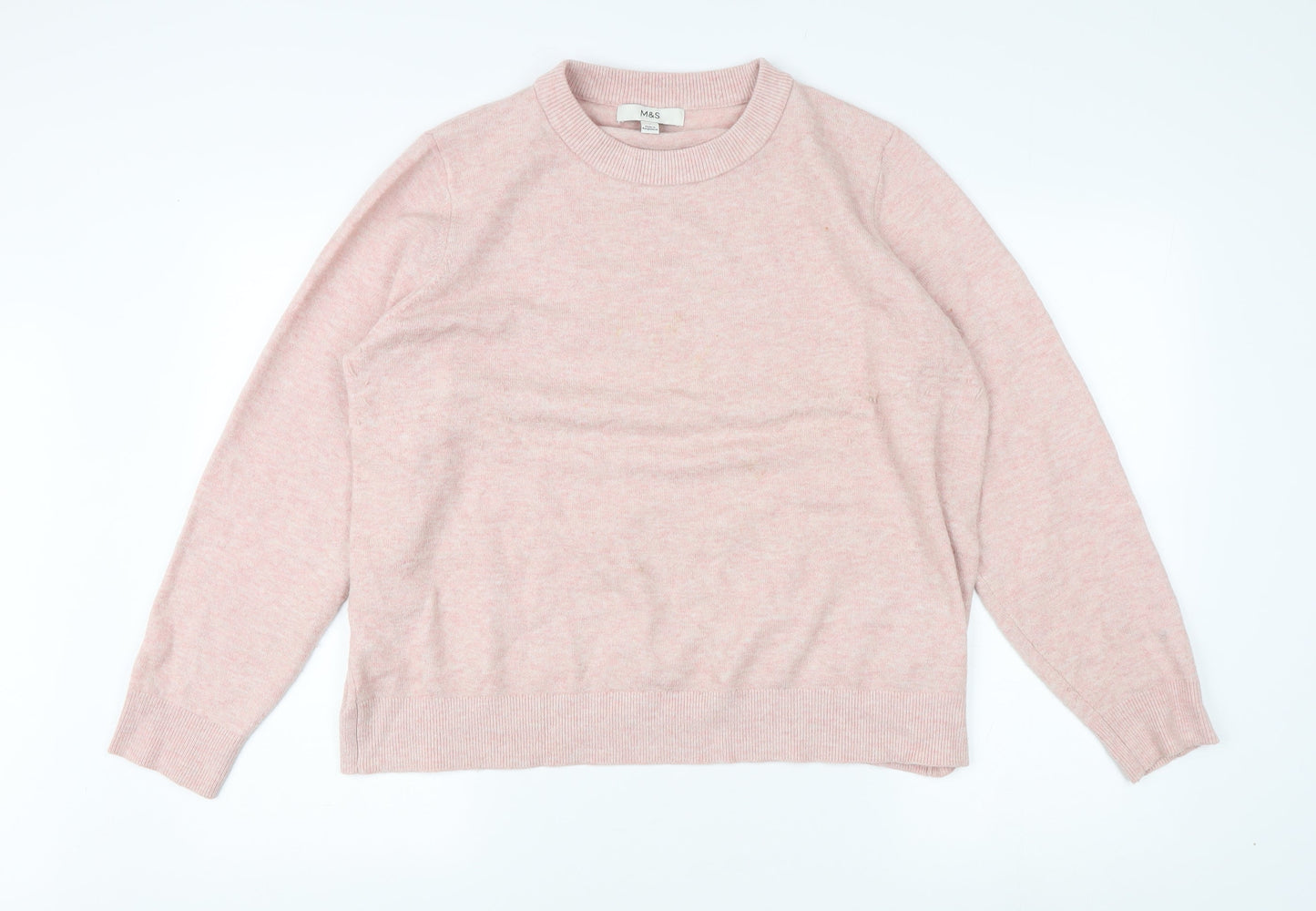 Marks and Spencer Women's Pink Crew Neck Jumper, L