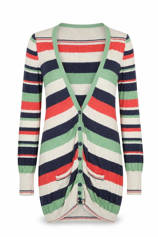 Miss Selfridge Women's Striped Cardigan, Multicoloured, Size 12