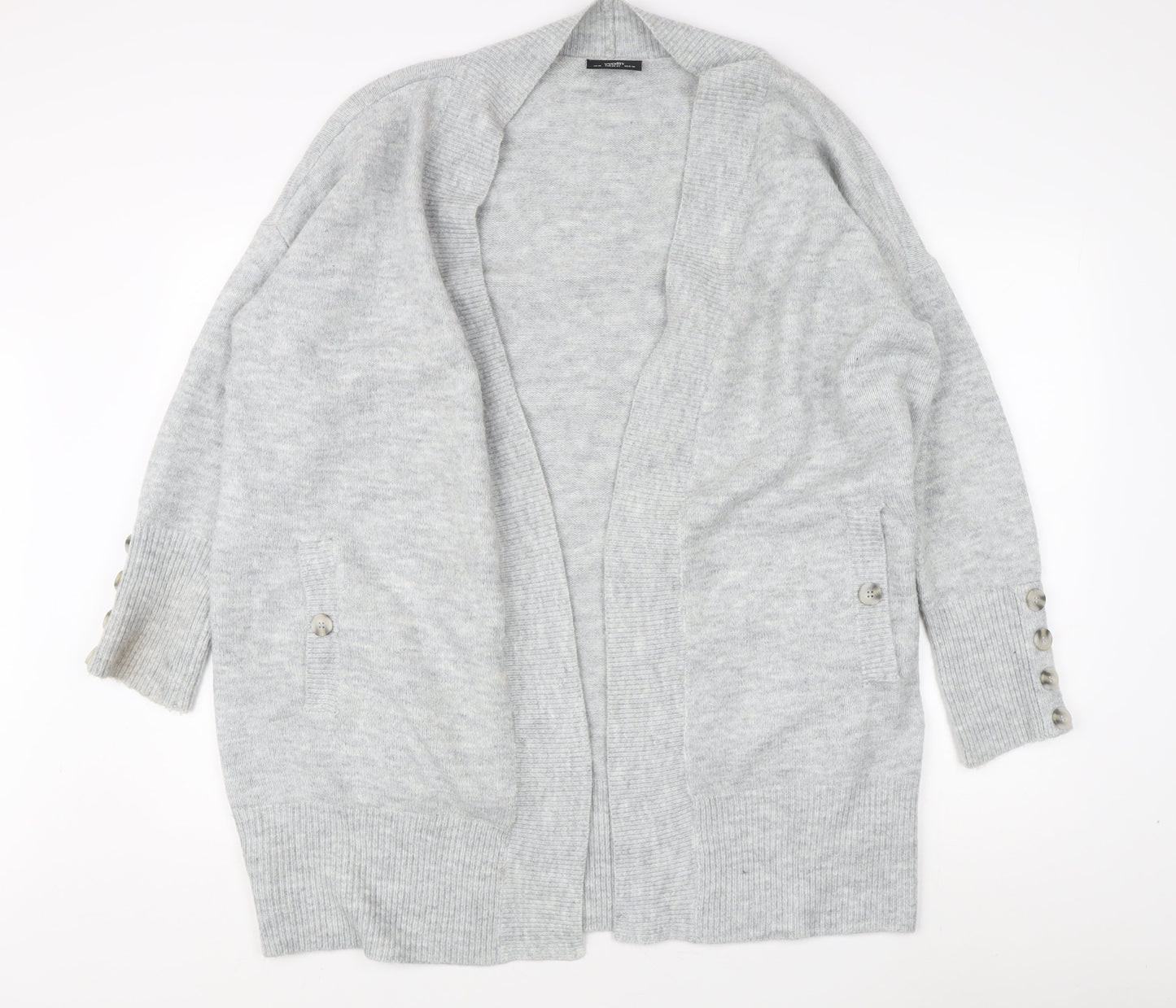 Wallis Women’s Grey Open Front Cardigan M Elegant Knitwear