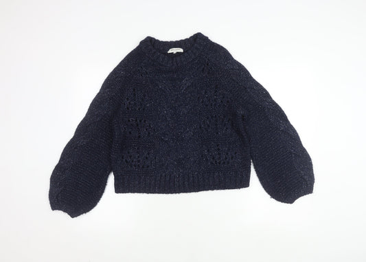 Great Plains Women's Blue Cable-Knit Jumper, Size S