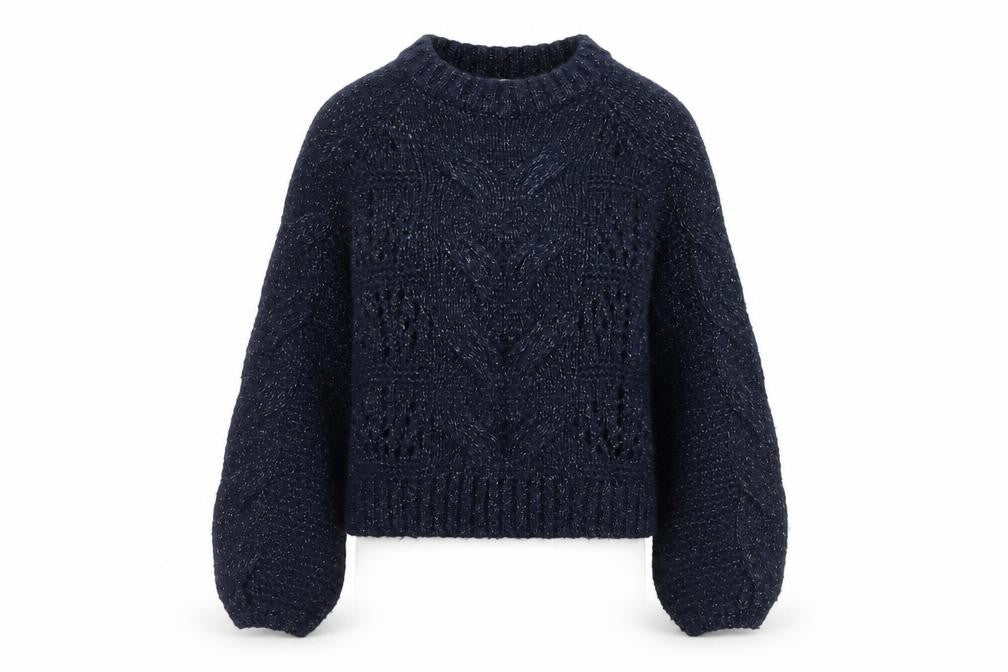 Great Plains Women's Blue Cable-Knit Jumper, Size S