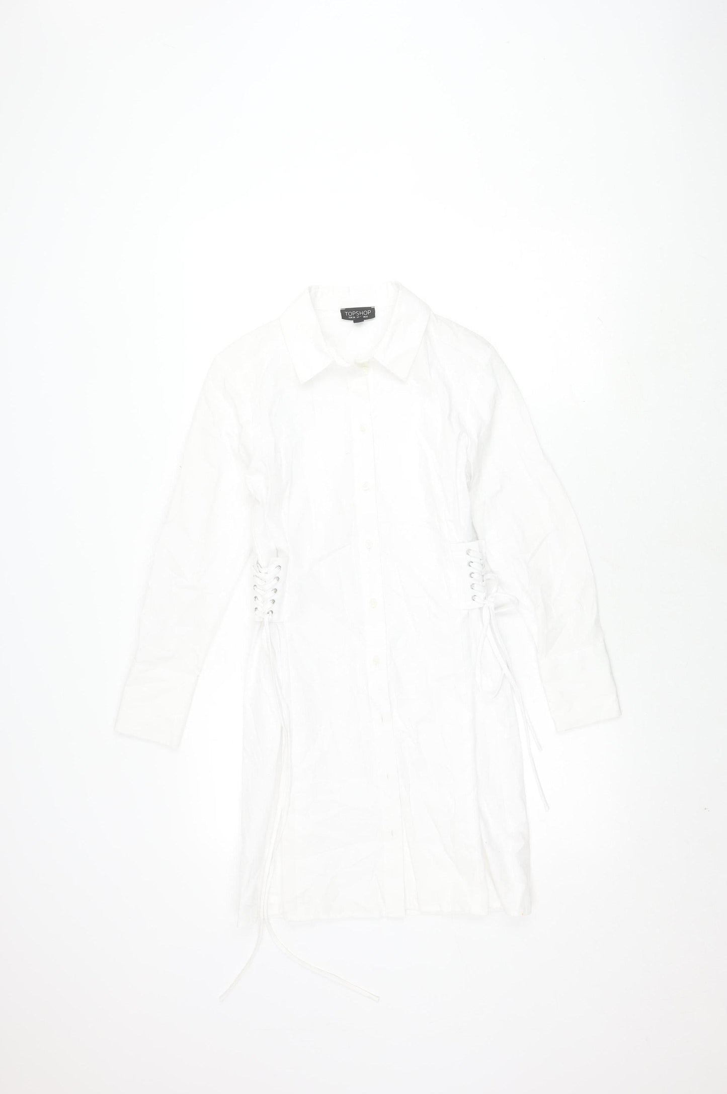 Topshop Women White Cotton Dress - Size 6