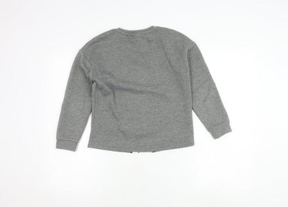 Back view of Peanuts girls’' grey snoopy sweatshirt, 9 years, pullover style