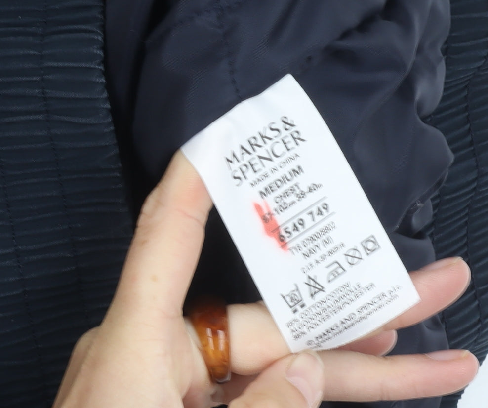 Marks and Spencer Men's Blue Bomber Jacket M