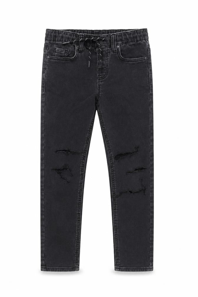 Mango Boys Black Trousers, Size 12 Years, Elastic Waist, Ripped