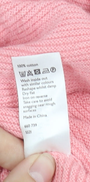 John Lewis Pink Cotton V-Neck Cardigan, Size 8, Women's