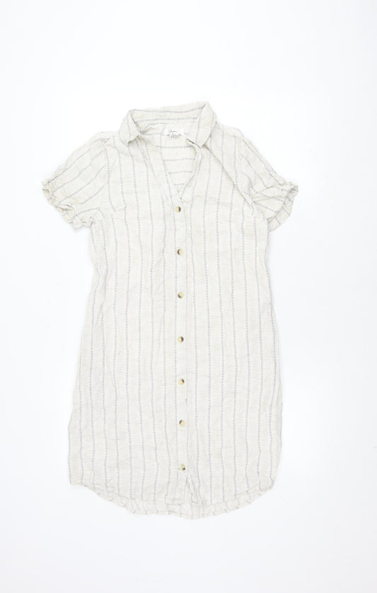Jopra Women's Ivory Striped Shirt Dress M