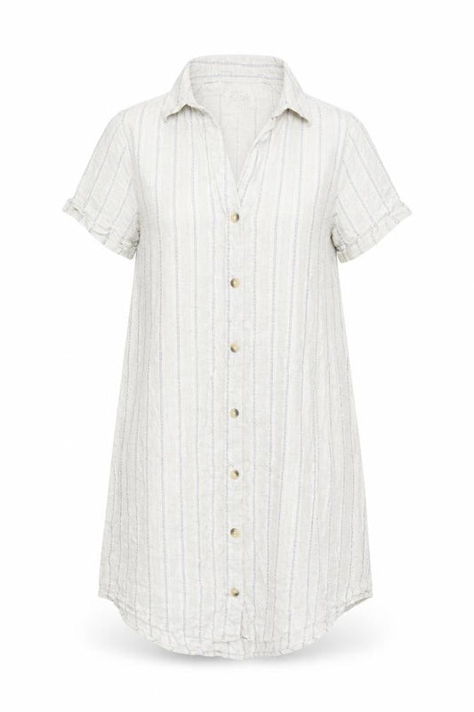 Jopra Women's Ivory Striped Shirt Dress M