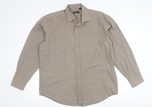 John Curtis Men's Beige Long Sleeve Button-Up Shirt