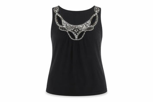 Rocha John Rocha Women's Black Sequin Blouse - Size 12