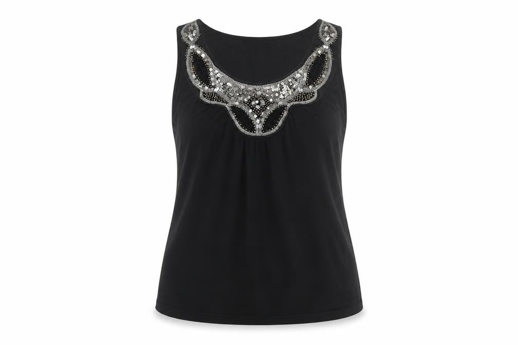 Rocha John Rocha Women's Black Sequin Blouse - Size 12