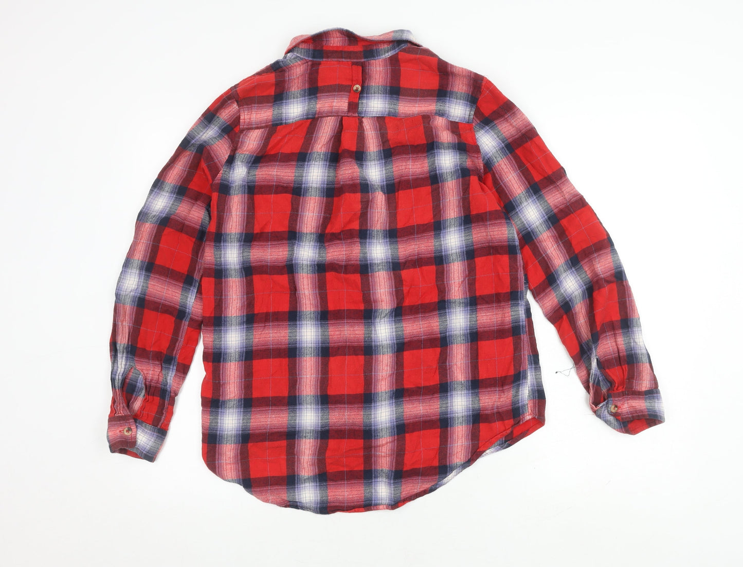Topshop Women's Red Plaid Button-Up Shirt, Size 10