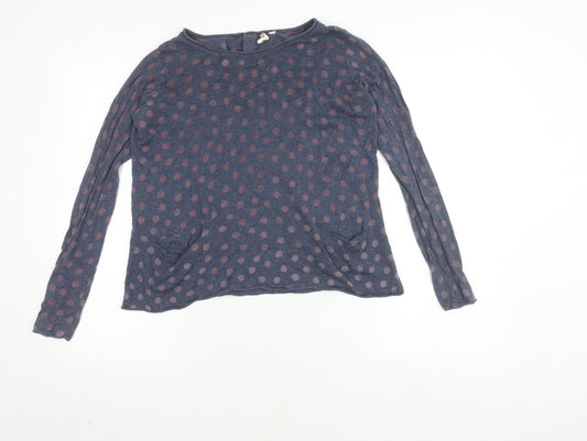 White Stuff Women's Blue Polka Dot Long Sleeve Top Size 10