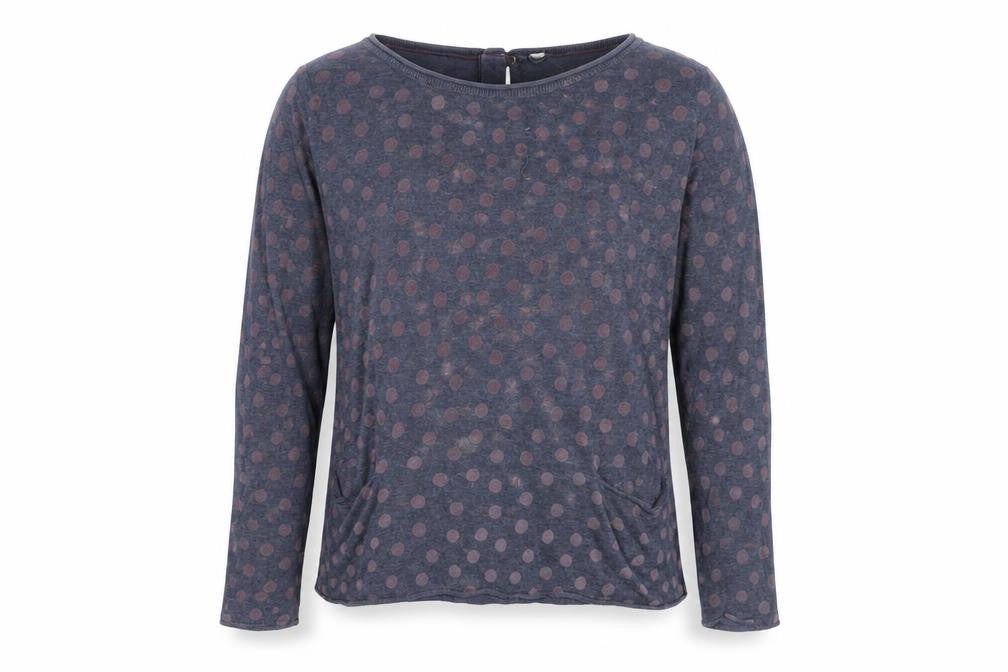 White Stuff Women's Blue Polka Dot Long Sleeve Top Size 10