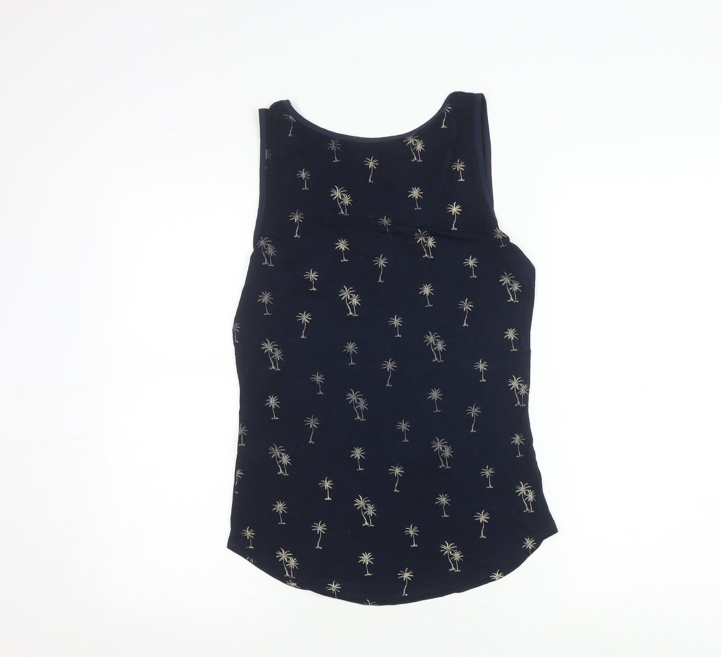 Oasis Women's Blue Tank Top Small Palm Print