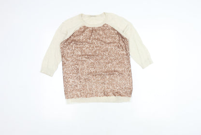 Whistles Women's Ivory Sequin Pullover Jumper Size 6