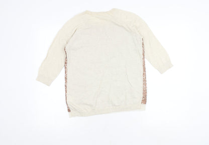 Whistles Women's Ivory Sequin Pullover Jumper Size 6