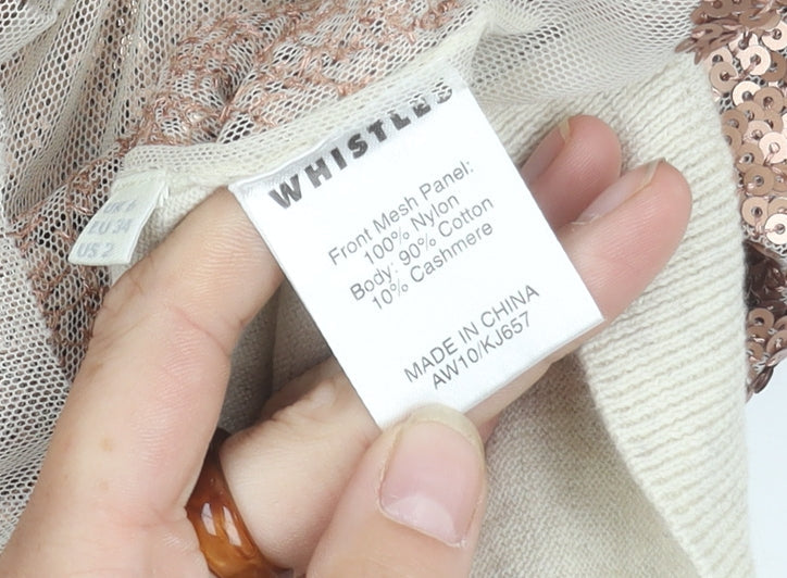 Whistles Women's Ivory Sequin Pullover Jumper Size 6