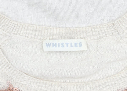 Whistles Women's Ivory Sequin Pullover Jumper Size 6
