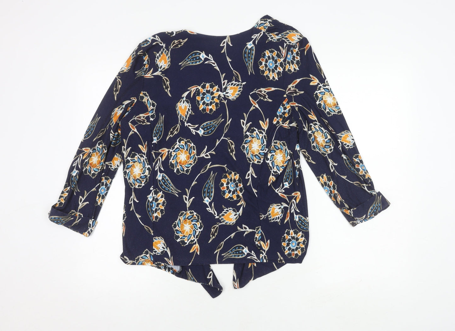 Monsoon Women's Blue Floral Open Front Cardigan Jumper L