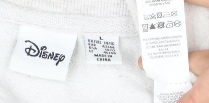 Preloved Disney Unisex White Pullover Sweatshirt L 14 - Detail