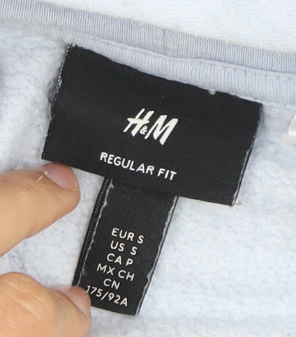 H&M Men's Blue Hoodie S Pullover Cartoon Graphic