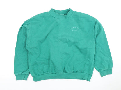 Additional front view of Next girls’ green 13 years pullover sweatshirt mock neck